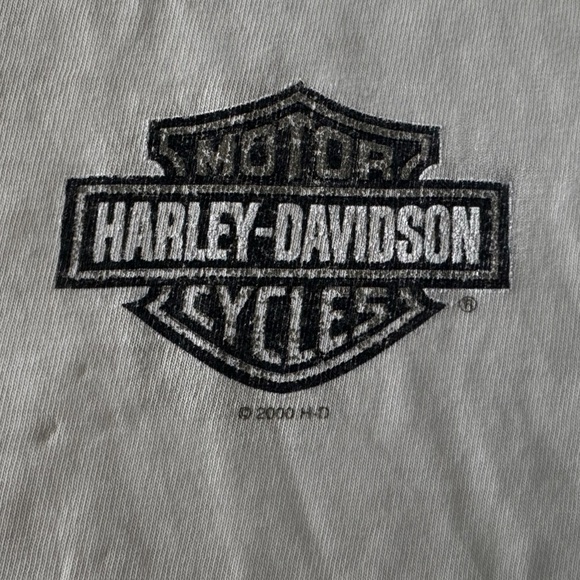 Vintage 2000 Harley-Davidson Barnett Cropped Distressed Muscle Tee USA Made L - Picture 2 of 5